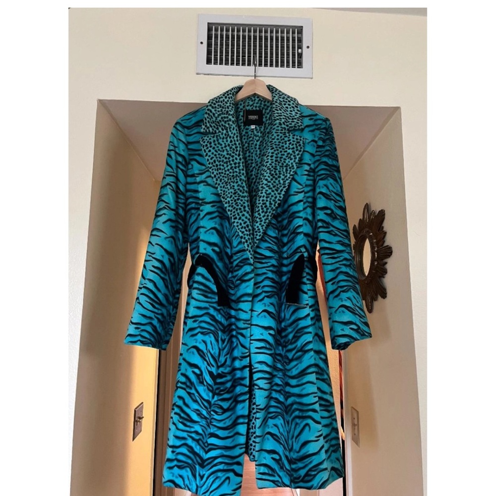 Versace Jeans blue zebra print jacket pea coat - Picture 5 of 5